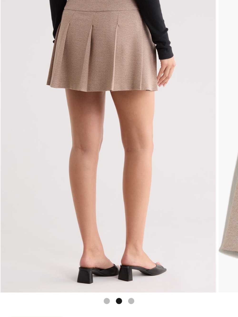 Boss Taupe Pleated Skater renore Mini Skirt